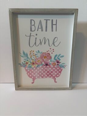 Bath Time Pink Floral Tub Wall Art